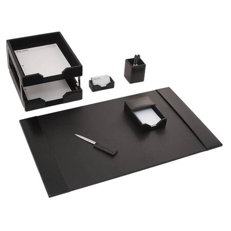 Dacasso Black Bonded Leather 8-Piece Desk Set D1403